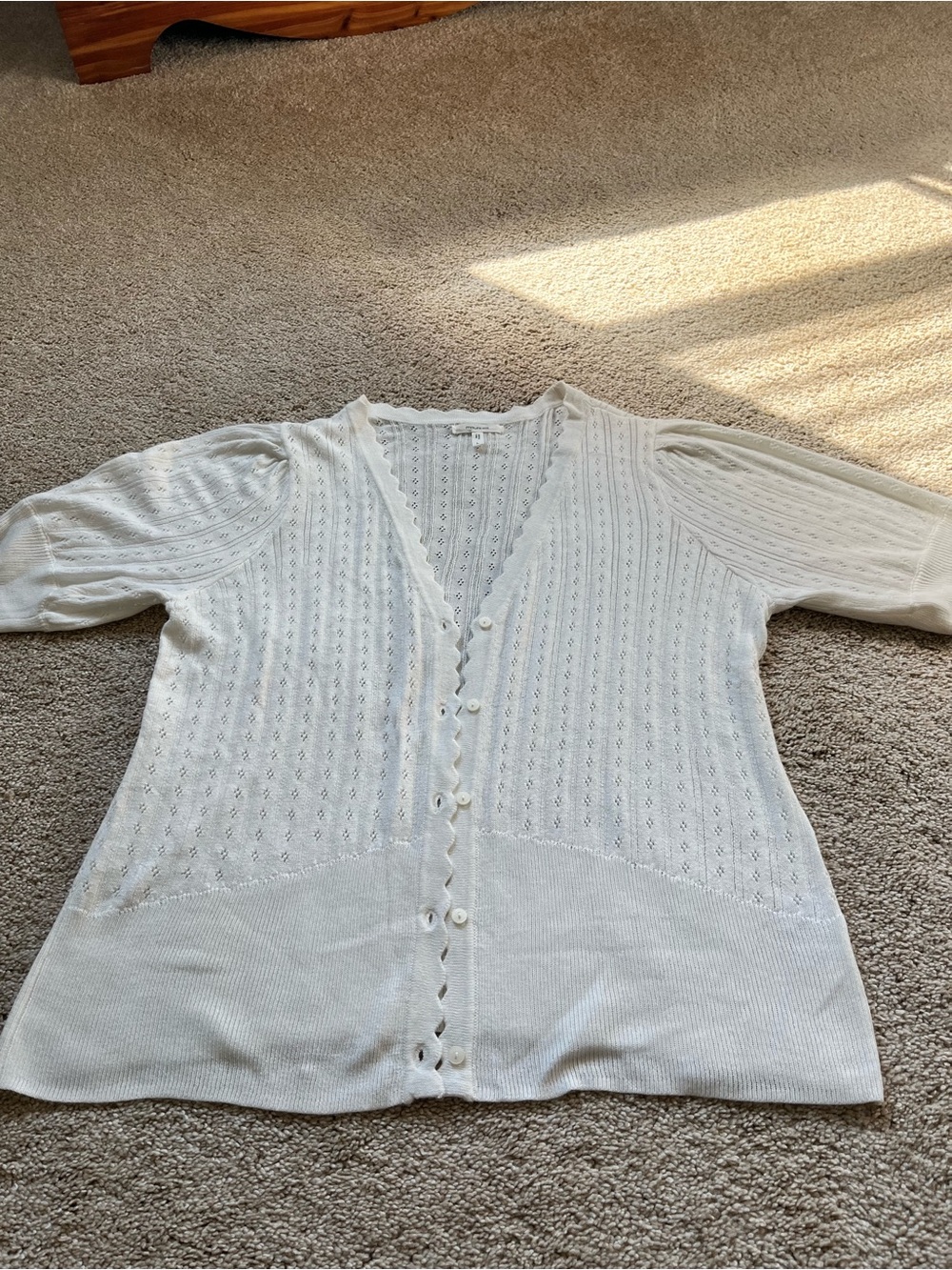 Lightweight Off-White V‑Neck Button Cardigan Sweater